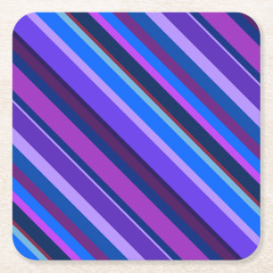 Dessous De Verre Carré stripes en bleu et purple
