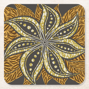 Dessous De Verre Carré Style Batik Floral Abstrait africain