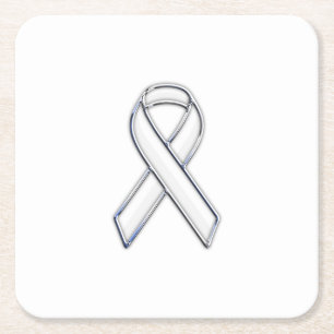 Dessous De Verre Carré Style Chrome White Ribbon Sensibilisation