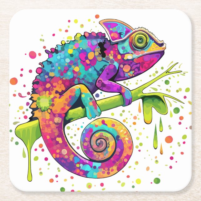 Dessous De Verre Carré Style d'aquarelle des teintures Chameleon (Devant)