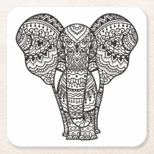 Dessous De Verre Carré Style décoratif d'éléphant
