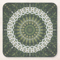 Style écologique bohémien Mandala vert feuilles