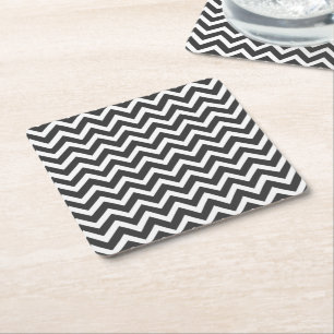 Dessous De Verre Carré Style moderne Chevron noir et blanc