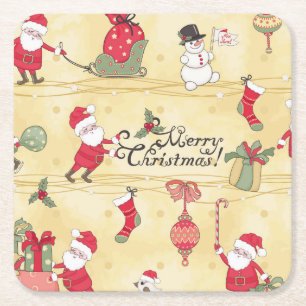 Dessous De Verre Carré Style Vintage de Noël rustique