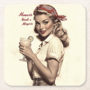 Dessous De Verre Carré Style vintage d'enclos : Mamacita a besoin d'une M