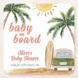Dessous De Verre Carré Summer Boho Surf Plage Van Baby shower