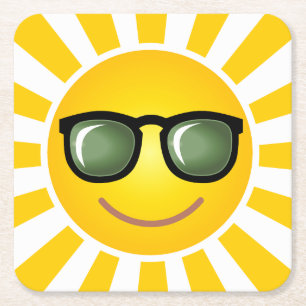 Dessous De Verre Carré Sun de sourire heureux
