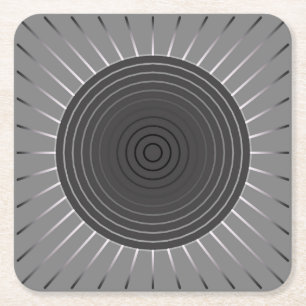 Dessous De Verre Carré Sunburst géométrique moderne - Hématite foncé gris