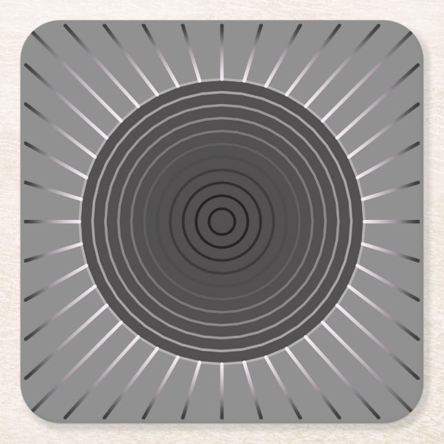 Dessous De Verre Carré Sunburst géométrique moderne - Hématite foncé gris (Devant)