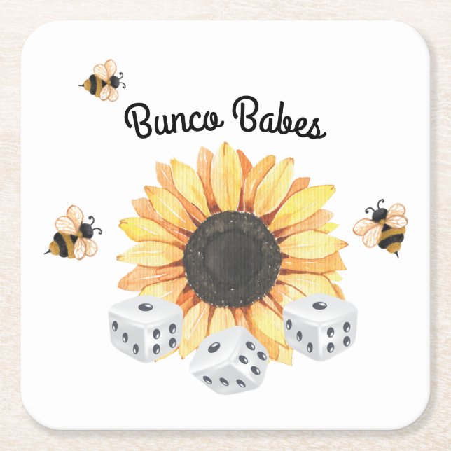 Dessous De Verre Carré Sunflower Bees Floral Dice Bunco (Devant)