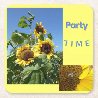 Dessous De Verre Carré Sunflowers Cust. Text Paper Coaster