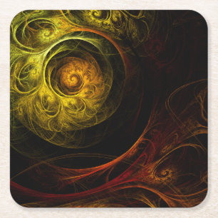 Dessous De Verre Carré Sunrise Floral Red Abstrait Art