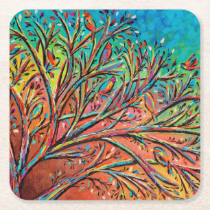 Dessous De Verre Carré Sunrise Treetop Birds II