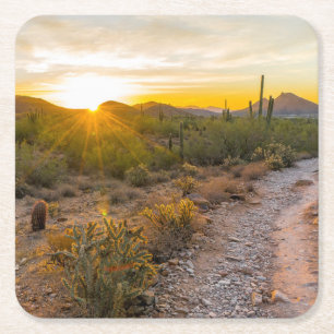 Dessous De Verre Carré Sunrize sur le sentier de l'Arizona