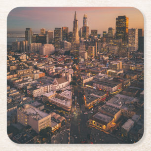 Dessous De Verre Carré Sunset Over San Francisco Financial District
