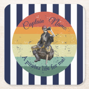 Dessous De Verre Carré Sunset Rum Skeleton Party Pirate
