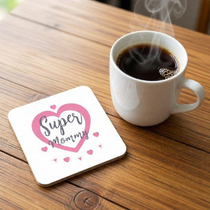 Dessous De Verre Carré Super Maman Cadeau Personnalisé Meilleure Mère Car