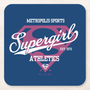 Dessous De Verre Carré Supergirl Metropolis Sports Athlétisme Graphique