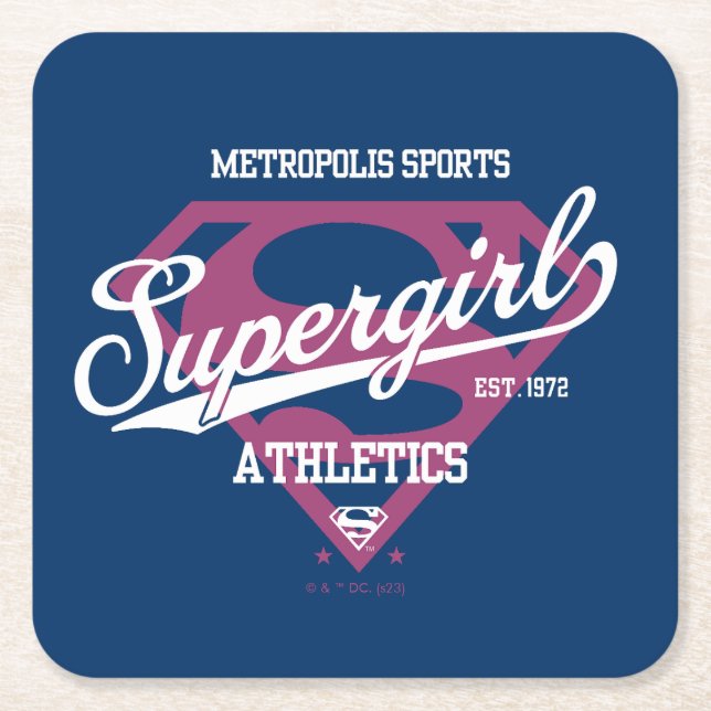 Dessous De Verre Carré Supergirl Metropolis Sports Athlétisme Graphique (Devant)