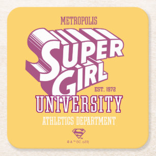 Dessous De Verre Carré Supergirl Metropolis University Athletics Départem