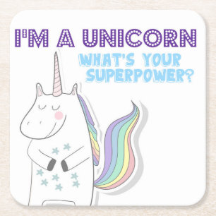 Dessous De Verre Carré Superpuissance de l'Unicorne