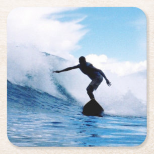 Dessous De Verre Carré Surfer silhouetté