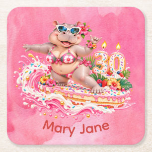 Dessous De Verre Carré Surfeur Hippo 30e Anniversaire de Surf
