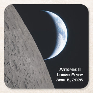 Dessous De Verre Carré Survol lunaire Artemis II