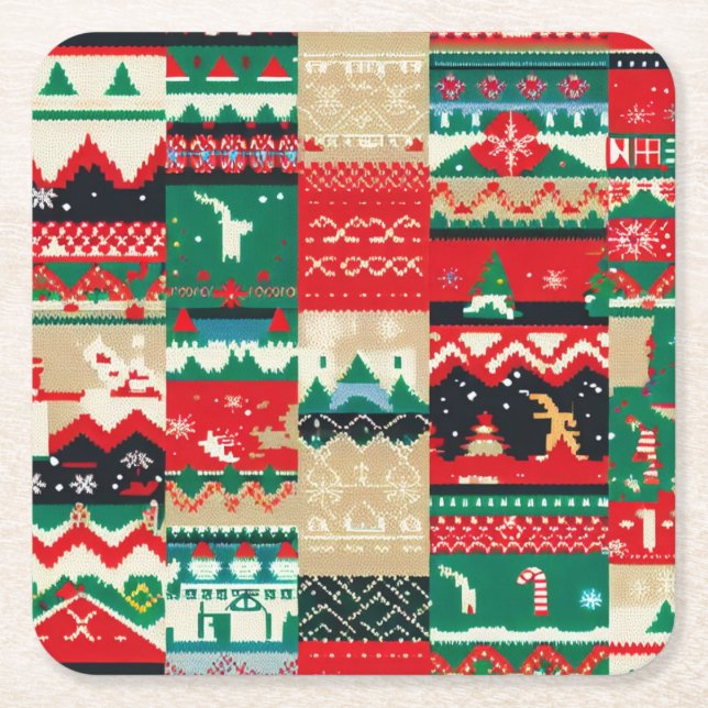 Dessous De Verre Carré Sweat moche de Noël 8 (Devant)