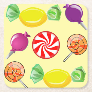 Dessous De Verre Carré Sweet Mix bonbon jaune