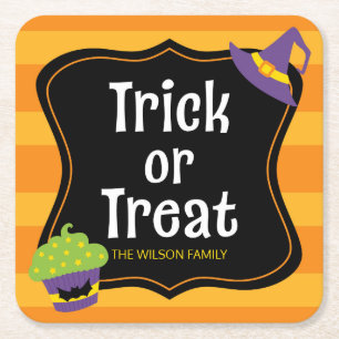 Dessous De Verre Carré Sweet Trick ou Treat Halloween Party