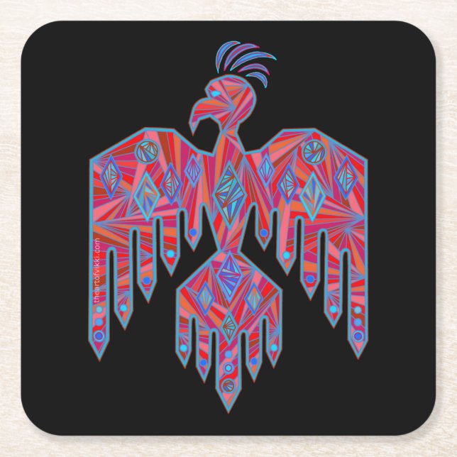 Dessous De Verre Carré Symbole amérindien Thunderbird Art (Devant)