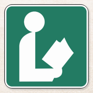 Dessous De Verre Carré Symbole de bibliothèque - Panneau côté route
