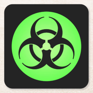 Dessous De Verre Carré Symbole de biodanger vert