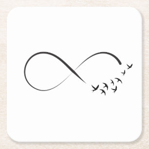 Dessous De Verre Carré Symbole d'hirondelle d'infini