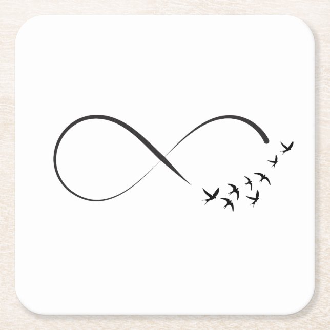 Dessous De Verre Carré Symbole d'hirondelle d'infini (Devant)