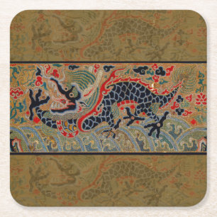 Dessous De Verre Carré Symbole dragon chinois Antique asiatique