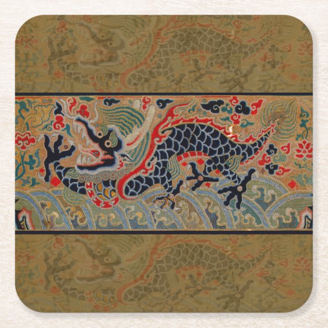 Dessous De Verre Carré Symbole dragon chinois Antique asiatique (Devant)