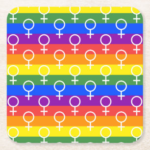 Dessous De Verre Carré Symbole féminin Motif arc-en-ciel