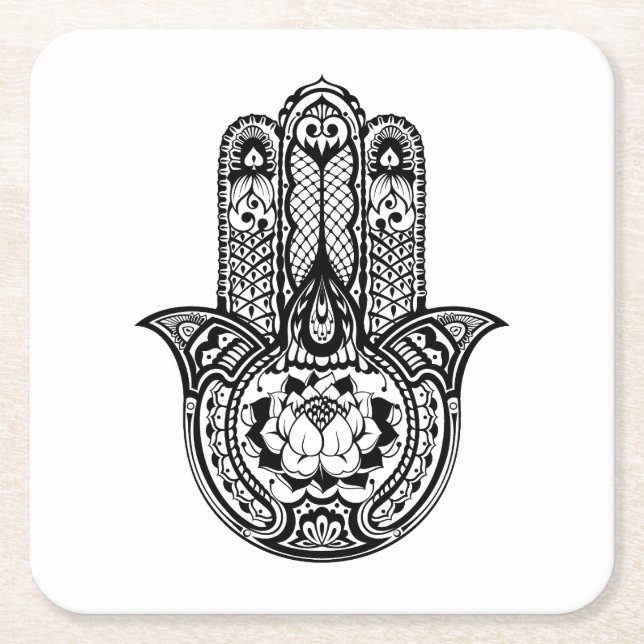 Dessous De Verre Carré Symbole inspiré de Hamsa (Devant)