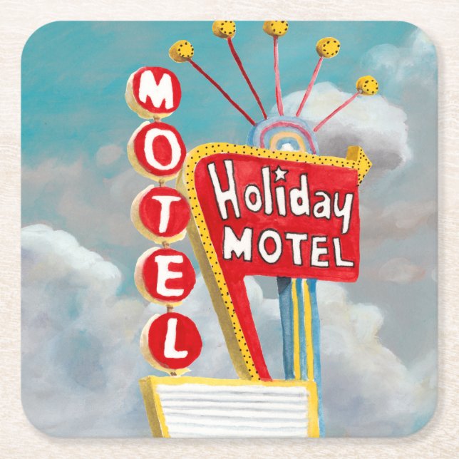 Dessous De Verre Carré Symbole motel de vacances (Devant)