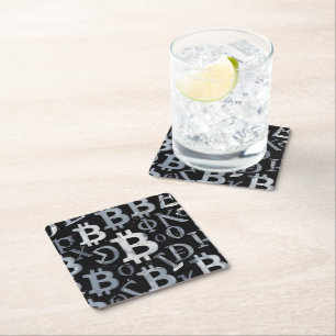 Dessous De Verre Carré Symboles de Bitcoin (Style : 1)