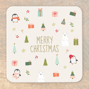 Dessous De Verre Carré Symboles de Noël mignons