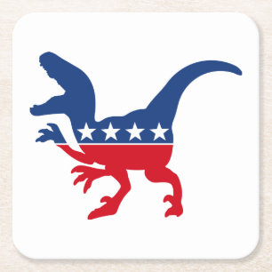 Dessous De Verre Carré T-Rex patriotique anti-politique