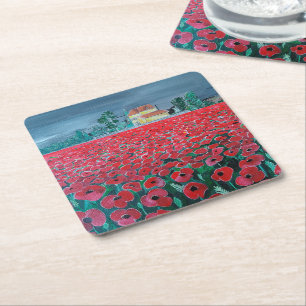 Dessous De Verre Carré Tableau Campo de Amapolas d'Alfred Fox