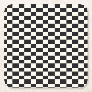 Dessous De Verre Carré Tableau d'échecs noir et blanc