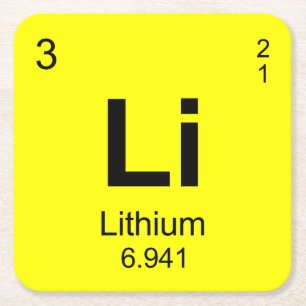 Dessous De Verre Carré Tableau des éléments périodique (lithium)