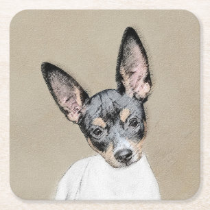 Dessous De Verre Carré Tableau Rat Terrier - Cute Original Chien Art