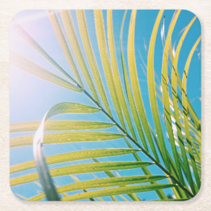 Dessous De Verre Carré Tapis de feuille de palmier à vibrations positives