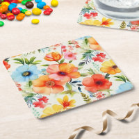 Tapis de verre aquarelle fleuri coquelicot lumineu